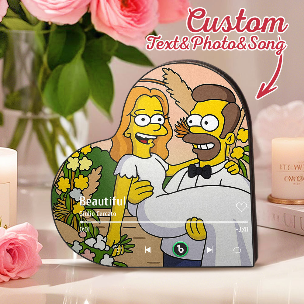 Aimant De Réfrigérateur Musical Personnalisé En Forme De Cœur, Photo Personnalisée, Divers Styles De Dessins Animés, Aimant De Réfrigérateur Pouvant Jouer Des Chansons, Cadeaux De Mariage, Cadeaux D'anniversaire Pour Couple - Fridgebeatsfr