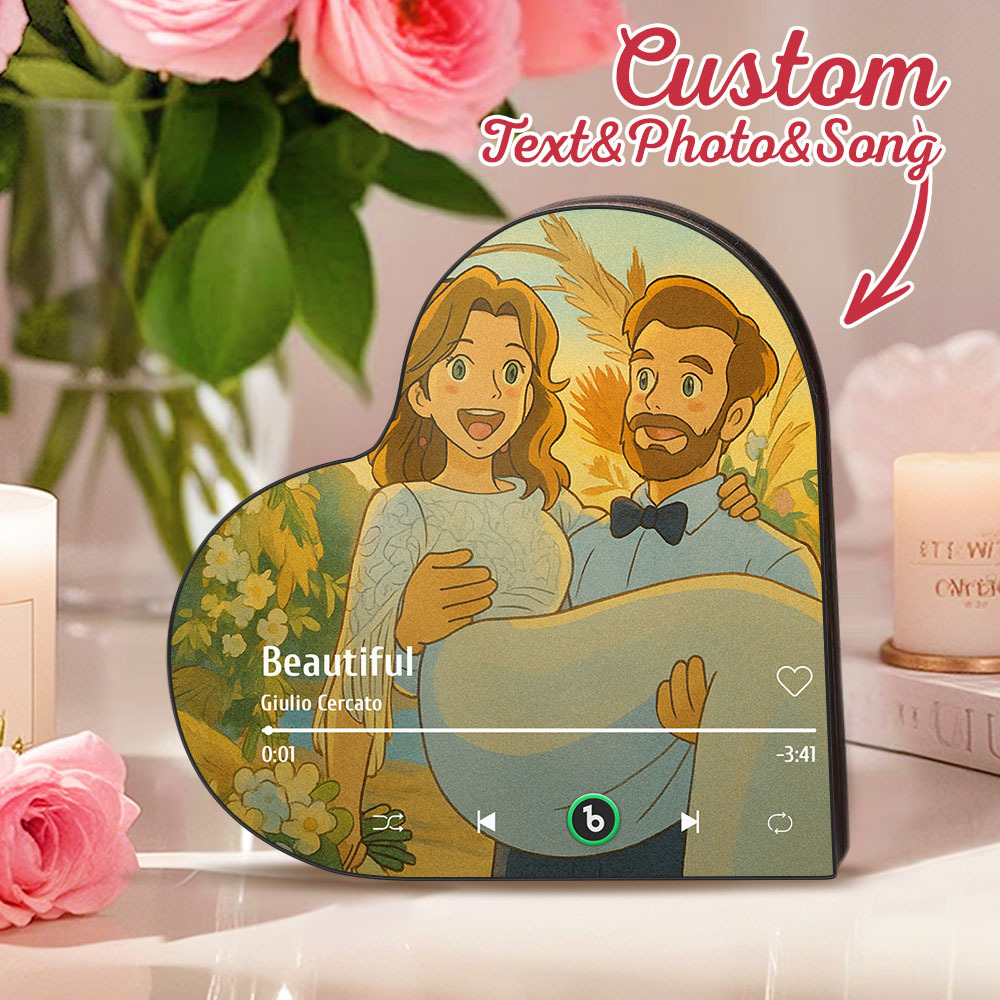 Aimant De Réfrigérateur Musical Personnalisé En Forme De Cœur, Photo Personnalisée, Divers Styles De Dessins Animés, Aimant De Réfrigérateur Pouvant Jouer Des Chansons, Cadeaux De Mariage, Cadeaux D'anniversaire Pour Couple - Fridgebeatsfr