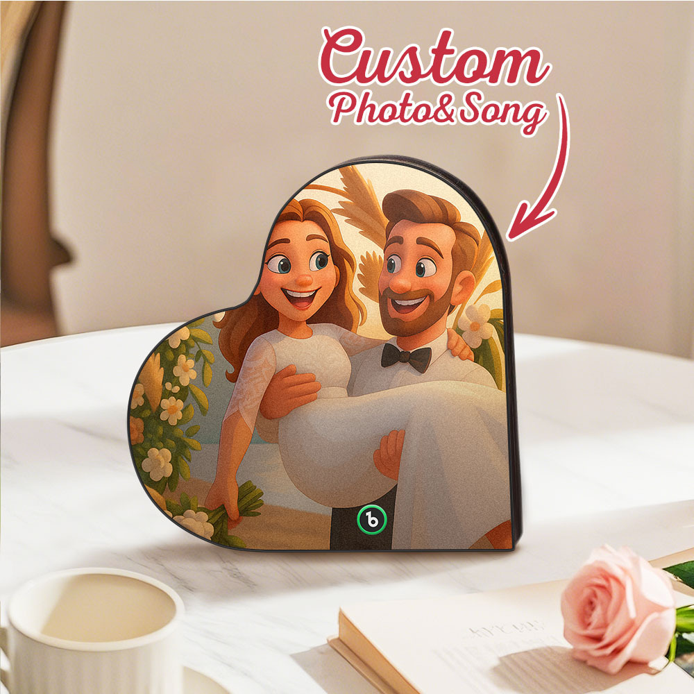 Aimant De Réfrigérateur Musical Personnalisé En Forme De Cœur, Photo Personnalisée, Divers Styles De Dessins Animés, Aimant De Réfrigérateur Pouvant Jouer Des Chansons, Cadeaux De Mariage, Cadeaux D'anniversaire Pour Couple - Fridgebeatsfr