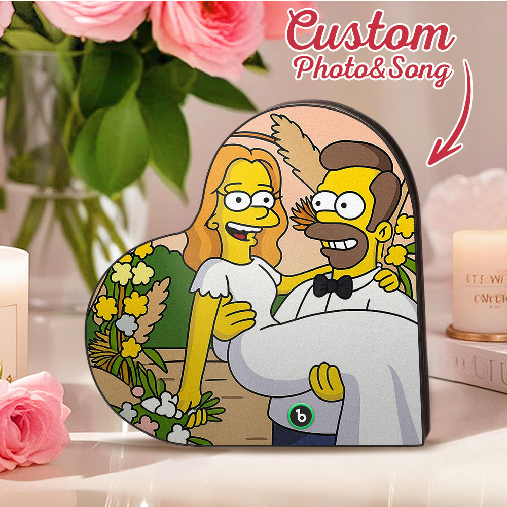 Aimant De Réfrigérateur Musical Personnalisé En Forme De Cœur, Photo Personnalisée, Divers Styles De Dessins Animés, Aimant De Réfrigérateur Pouvant Jouer Des Chansons, Cadeaux De Mariage, Cadeaux D'anniversaire Pour Couple - Fridgebeatsfr