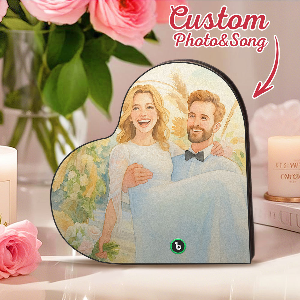 Aimant De Réfrigérateur Musical Personnalisé En Forme De Cœur, Photo Personnalisée, Divers Styles De Dessins Animés, Aimant De Réfrigérateur Pouvant Jouer Des Chansons, Cadeaux De Mariage, Cadeaux D'anniversaire Pour Couple - Fridgebeatsfr