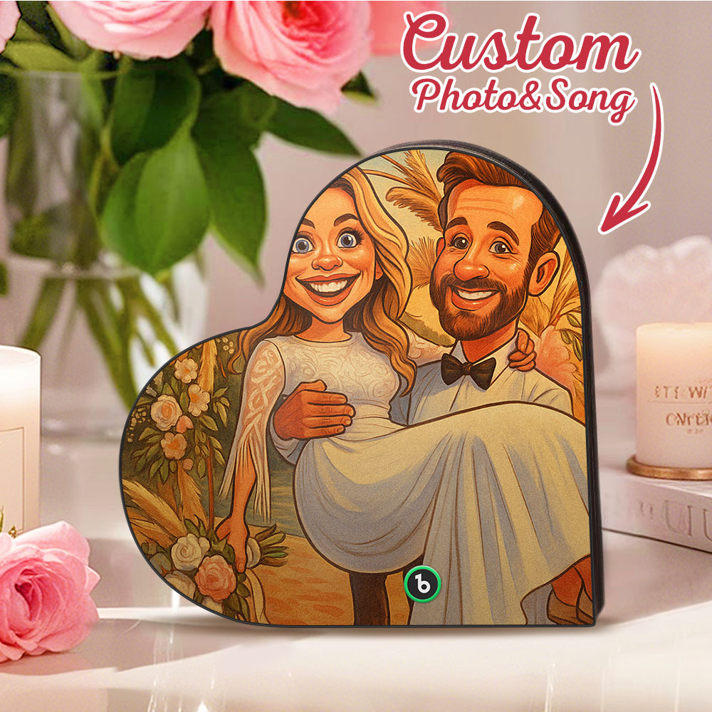 Aimant De Réfrigérateur Musical Personnalisé En Forme De Cœur, Photo Personnalisée, Divers Styles De Dessins Animés, Aimant De Réfrigérateur Pouvant Jouer Des Chansons, Cadeaux De Mariage, Cadeaux D'anniversaire Pour Couple - Fridgebeatsfr