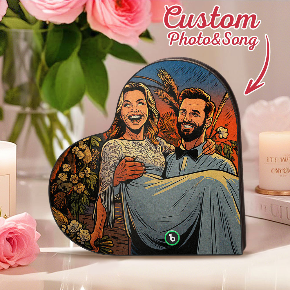 Aimant De Réfrigérateur Musical Personnalisé En Forme De Cœur, Photo Personnalisée, Divers Styles De Dessins Animés, Aimant De Réfrigérateur Pouvant Jouer Des Chansons, Cadeaux De Mariage, Cadeaux D'anniversaire Pour Couple - Fridgebeatsfr