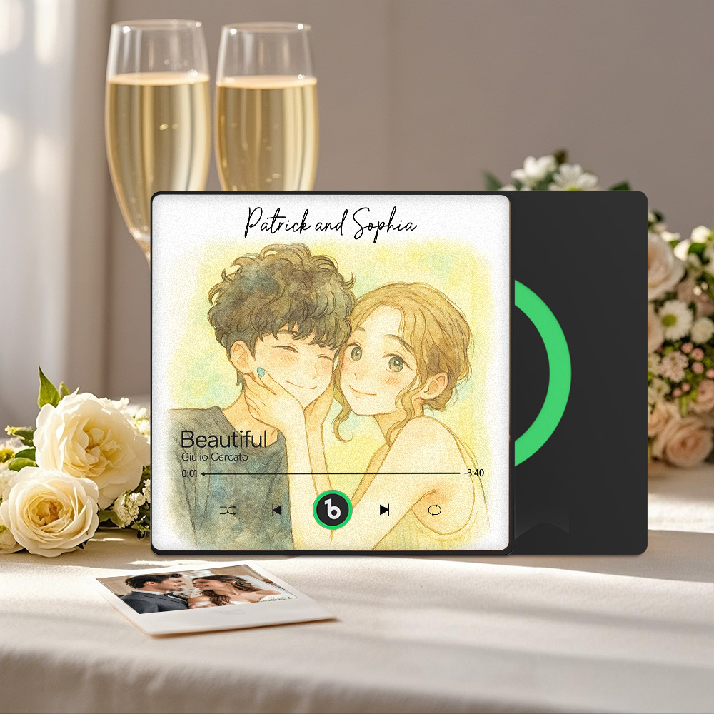 Aimant Musical Personnalisé Pour Réfrigérateur, Photo Personnalisée, Style Aquarelle, Aimant Musical Pouvant Jouer Des Chansons, Cadeaux De Mariage, Cadeaux D'anniversaire Pour Couple