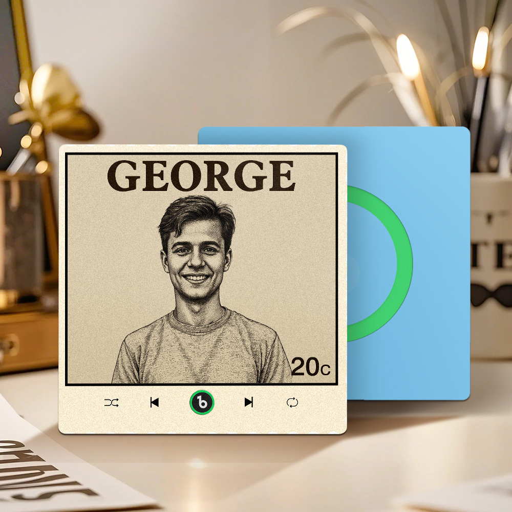 Aimant De Réfrigérateur Personnalisé Avec Timbre Vintage Et Musique, Photo Personnalisée, Nom, Timbre-poste, Musique, Aimant De Réfrigérateur Qui Peut Jouer Une Chanson, Cadeaux Pour Lui - Fridgebeatsfr