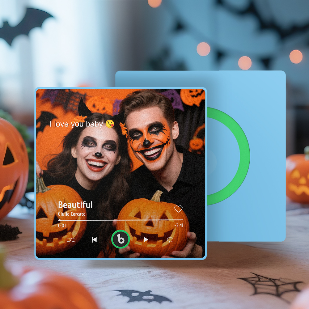 Aimant De Réfrigérateur Personnalisé Avec Musique, Boîte À Musique Photo Personnalisée, Boîte À Musique Avec Chanson, Aimant Photo, Cadeaux D'halloween Pour Couple - Fridgebeatsfr