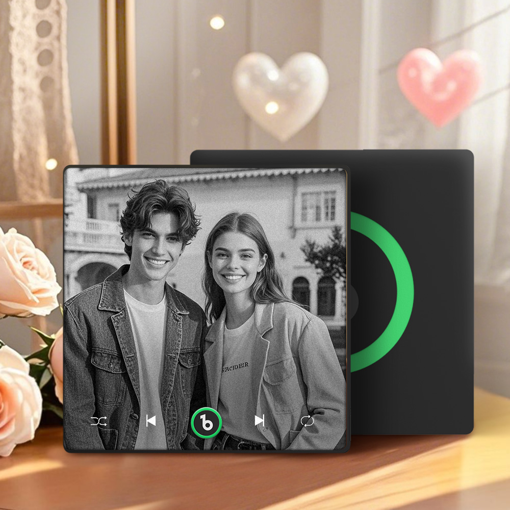Aimant De Réfrigérateur Photo Noir Et Blanc Personnalisé Avec Musique, Compatible Bluetooth, Aimant De Réfrigérateur Musical Personnalisé, Cadeau De Couple, Aimant De Réfrigérateur Chantant, Cadeau De Mariage Pour Lui