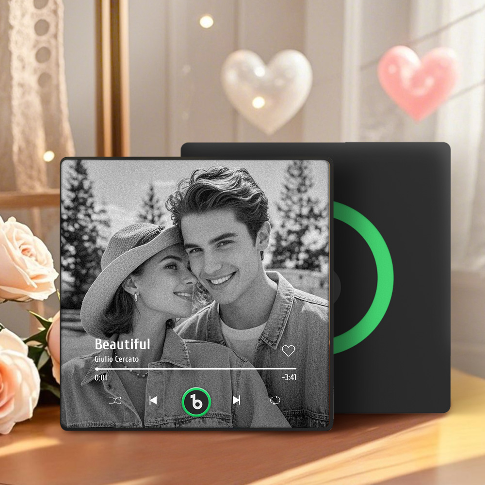 Aimant De Réfrigérateur Photo Musical Personnalisé Aimant De Réfrigérateur Photo Musical Noir Et Blanc Personnalisé Qui Peut Jouer De La Musique Sans Téléphone Portable Prend En Charge La Connectivité Bluetooth Cadeau De Mariage Pour Elle