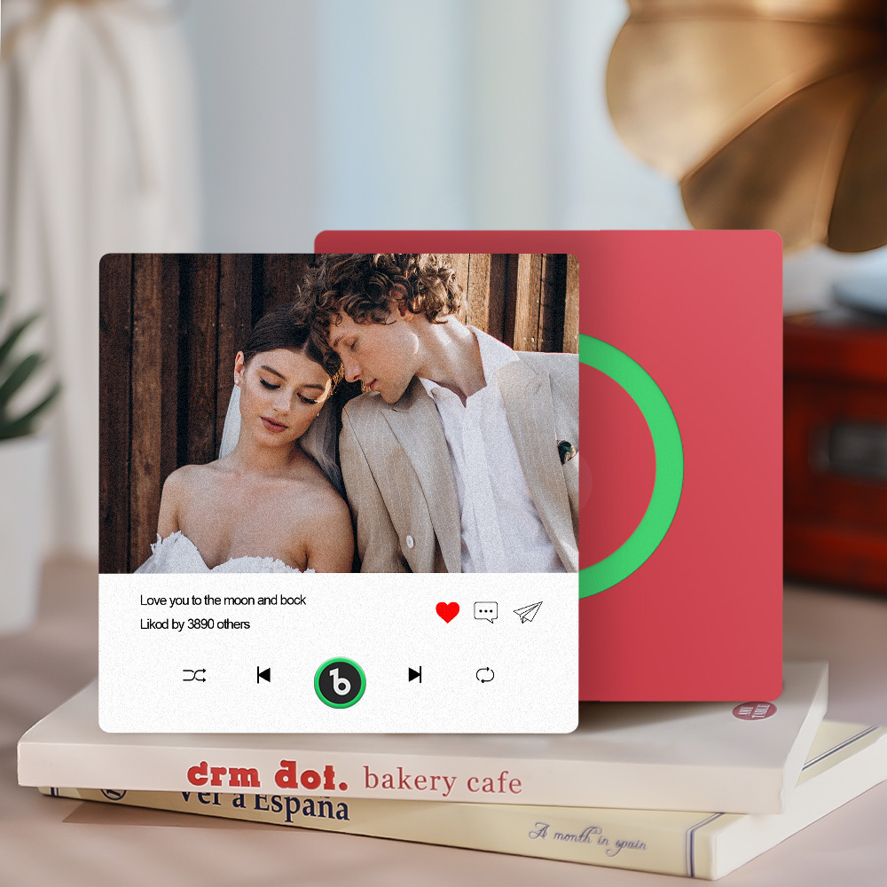 Aimant De Réfrigérateur Personnalisé Avec Photo Et Texte Musical, Avec Cadre Coloré, Autocollant Mural Musical, Mouvement Musical Pouvant Être Joué - Fridgebeatsfr