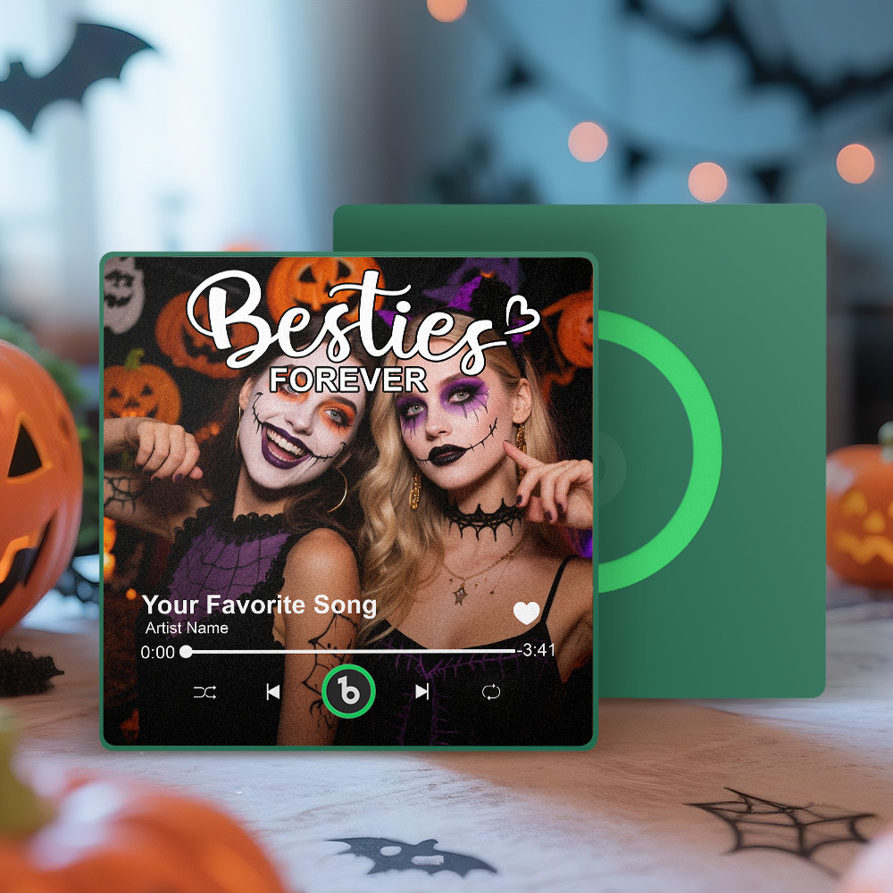 Aimant De Réfrigérateur Musical Personnalisé, Chanson « Besties Forever », Cadeau D'halloween Sincère Pour Les Meilleurs Amis - Fridgebeatsfr