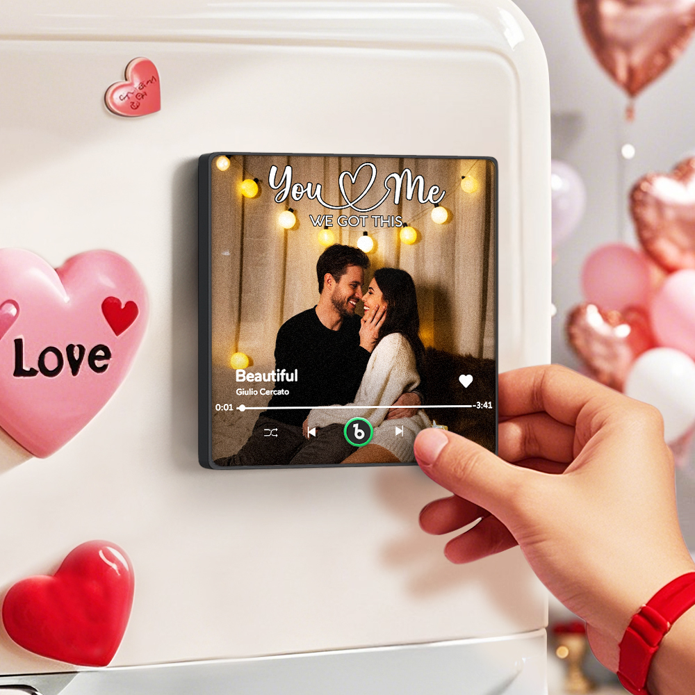 Aimant De Réfrigérateur Musical Personnalisé Couple Ensemble Télécharger Une Photo Aimant De Chanson Cadeaux Pour Couple - Fridgebeatsfr