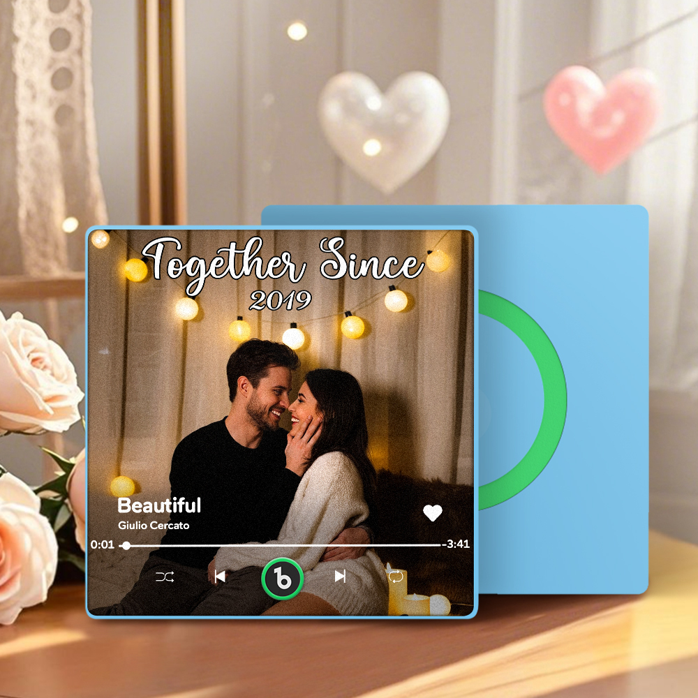 Aimant De Réfrigérateur Musical Personnalisé Couple Ensemble Télécharger Une Photo Aimant De Chanson Cadeaux Pour Couple - Fridgebeatsfr