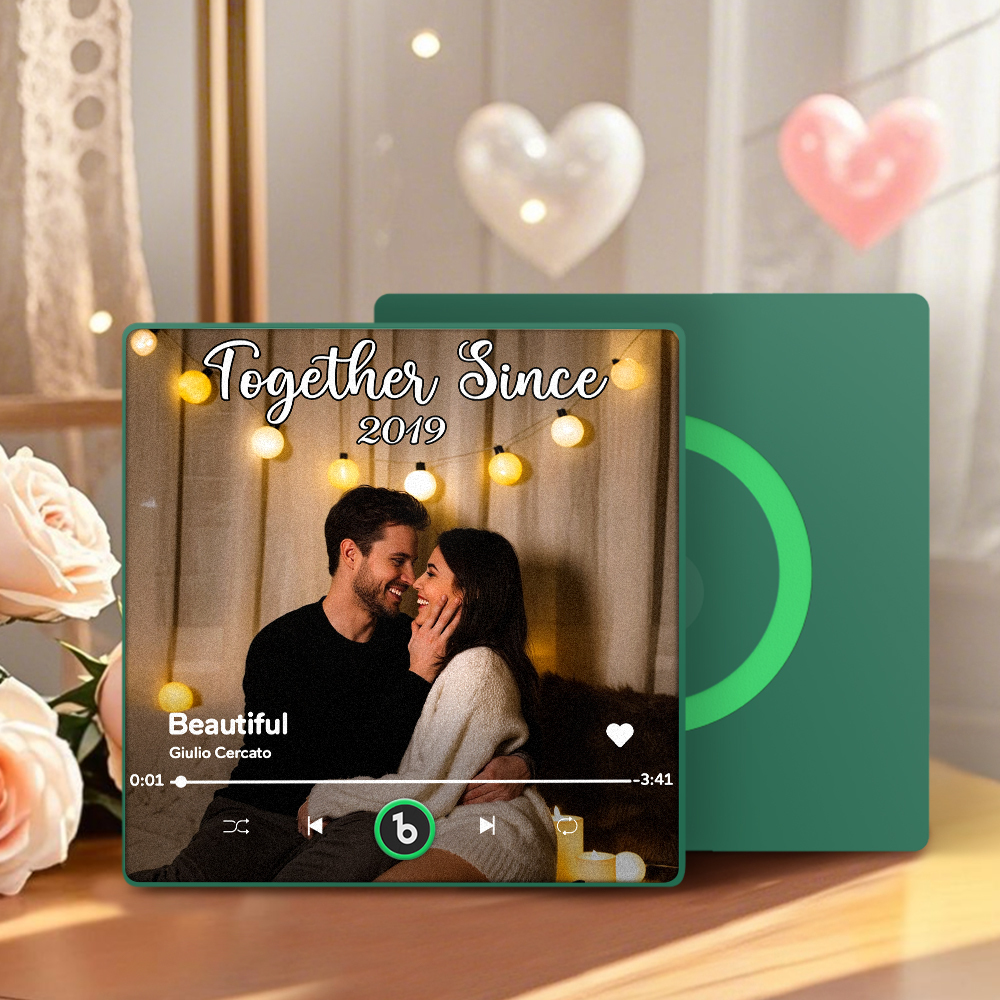 Aimant De Réfrigérateur Musical Personnalisé Couple Ensemble Télécharger Une Photo Aimant De Chanson Cadeaux Pour Couple - Fridgebeatsfr