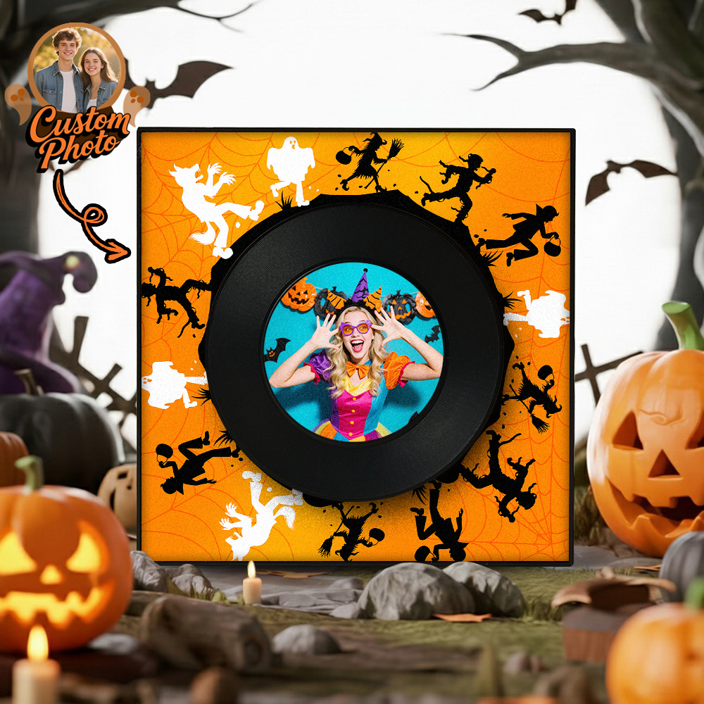 Aimant De Réfrigérateur Personnalisé Avec Musique Et Photo, Personnalisable Avec 1 À 6 Disques Vinyles Et Chansons. Chanson Photo Vintage Personnalisée Pouvant Jouer De La Musique. Cadeaux D'halloween Pour Couple.