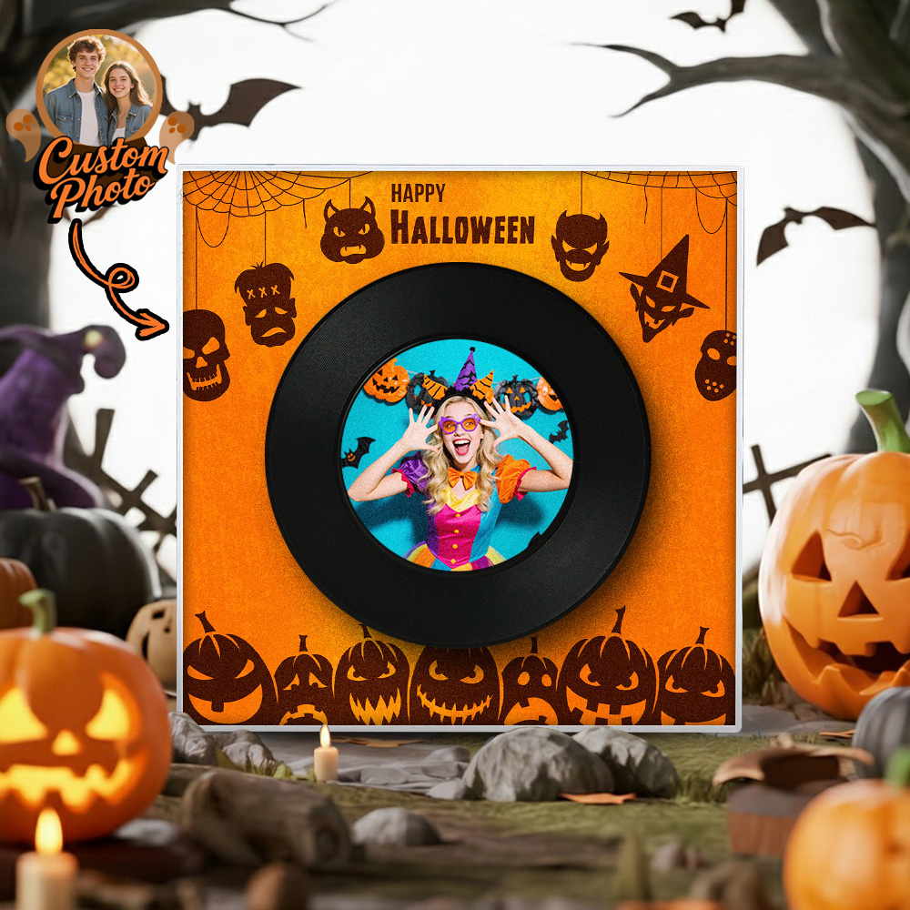 Aimant De Réfrigérateur Halloween Personnalisé Avec Musique Et Photo. Peut Personnaliser 1 À 6 Disques Vinyles Et Chansons. Chanson Photo Vintage Personnalisée Qui Peut Jouer De La Musique. Cadeaux D'halloween Pour Couple. - Fridgebeatsfr