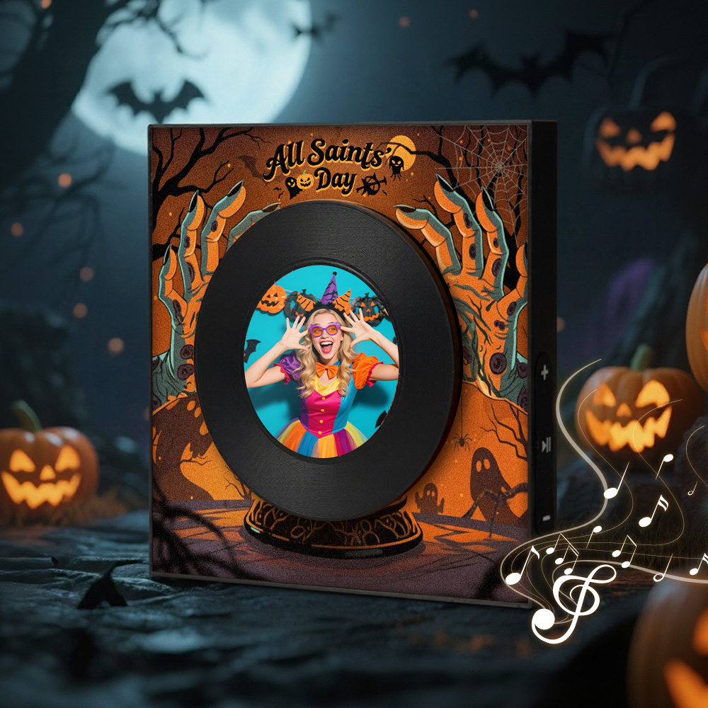 Aimant De R Frig Rateur Pour Halloween Personnalisable Avec 1 6 Disques Vinyles Et Chansons Photo Vintage Personnalis E Avec Musique Cadeau D Halloween Pour Couples