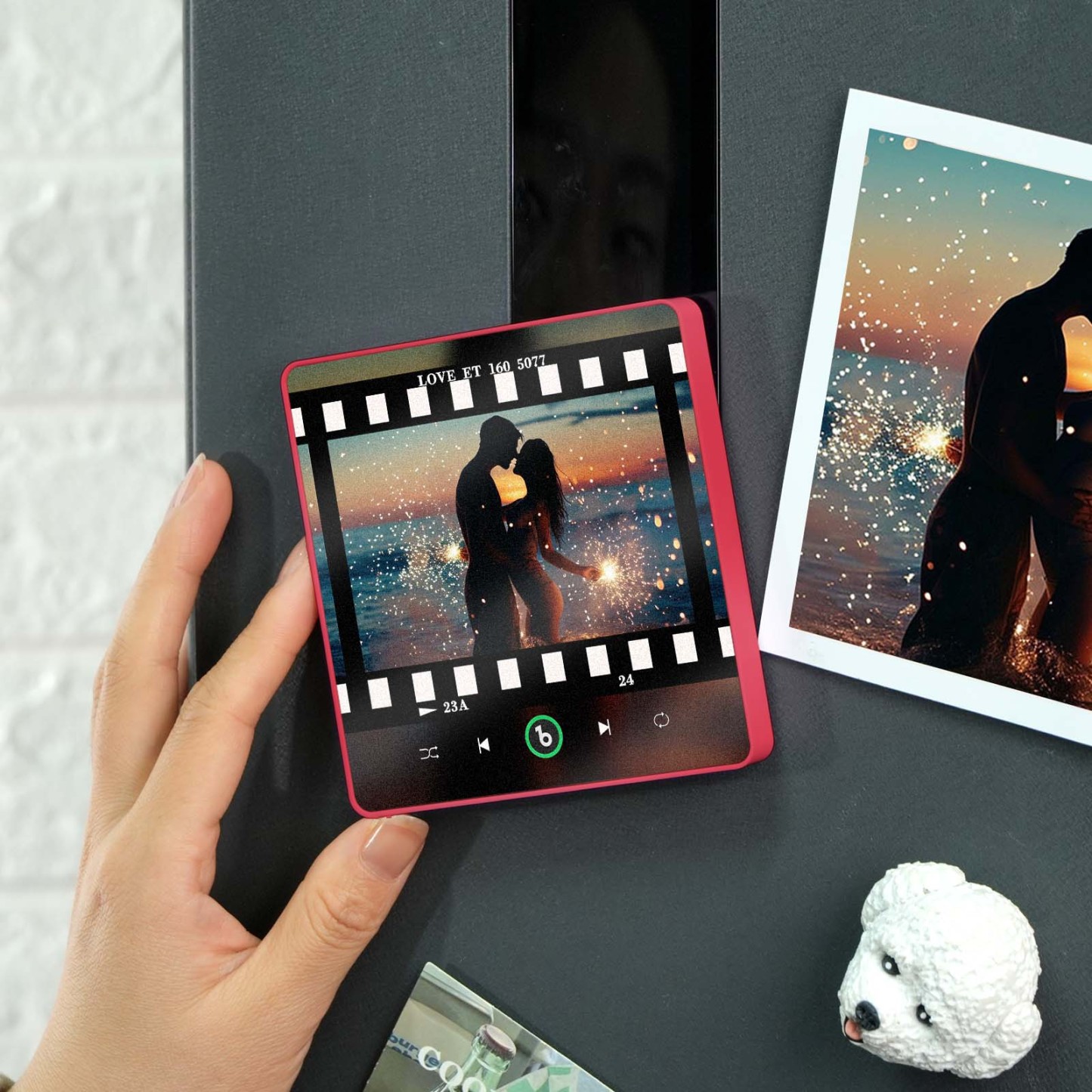 Aimants De Réfrigérateur Personnalisés Avec Style Visionneuse De Diapositives, Image Et Lettrage Musicaux Personnalisés Pour Elle - Fridgebeatsfr