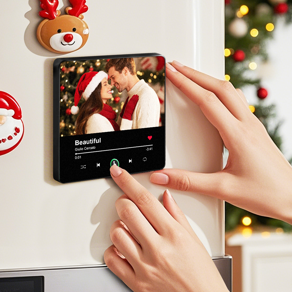 Aimant De Réfrigérateur Musical Personnalisé Avec Photo, Chanson Jouable, Souvenir, Cadeau De Noël Pour Amoureux - Fridgebeatsfr