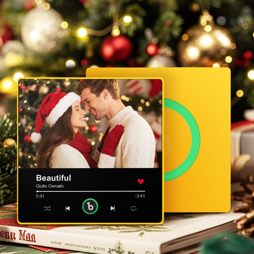 Aimant De Réfrigérateur Musical Personnalisé Avec Photo, Chanson Jouable, Souvenir, Cadeau De Noël Pour Amoureux - Fridgebeatsfr