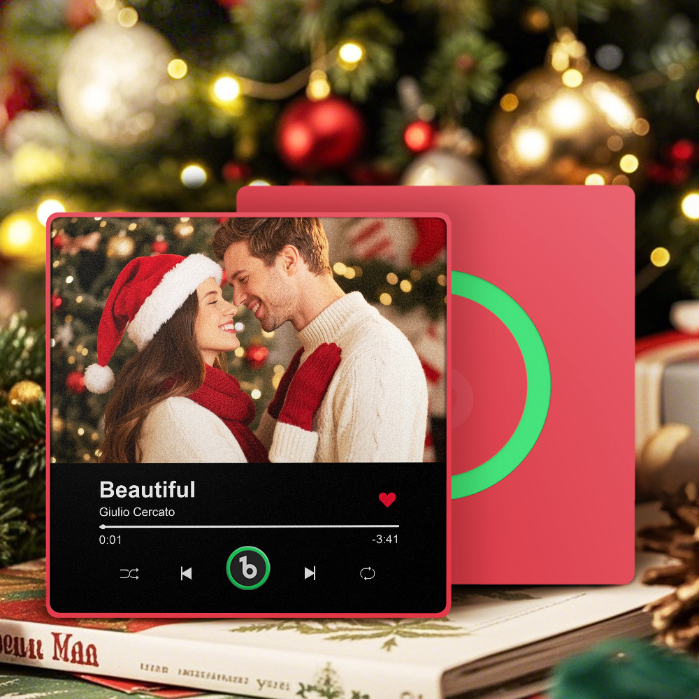 Aimant De Réfrigérateur Musical Personnalisé Avec Photo, Chanson Jouable, Souvenir, Cadeau De Noël Pour Amoureux - Fridgebeatsfr