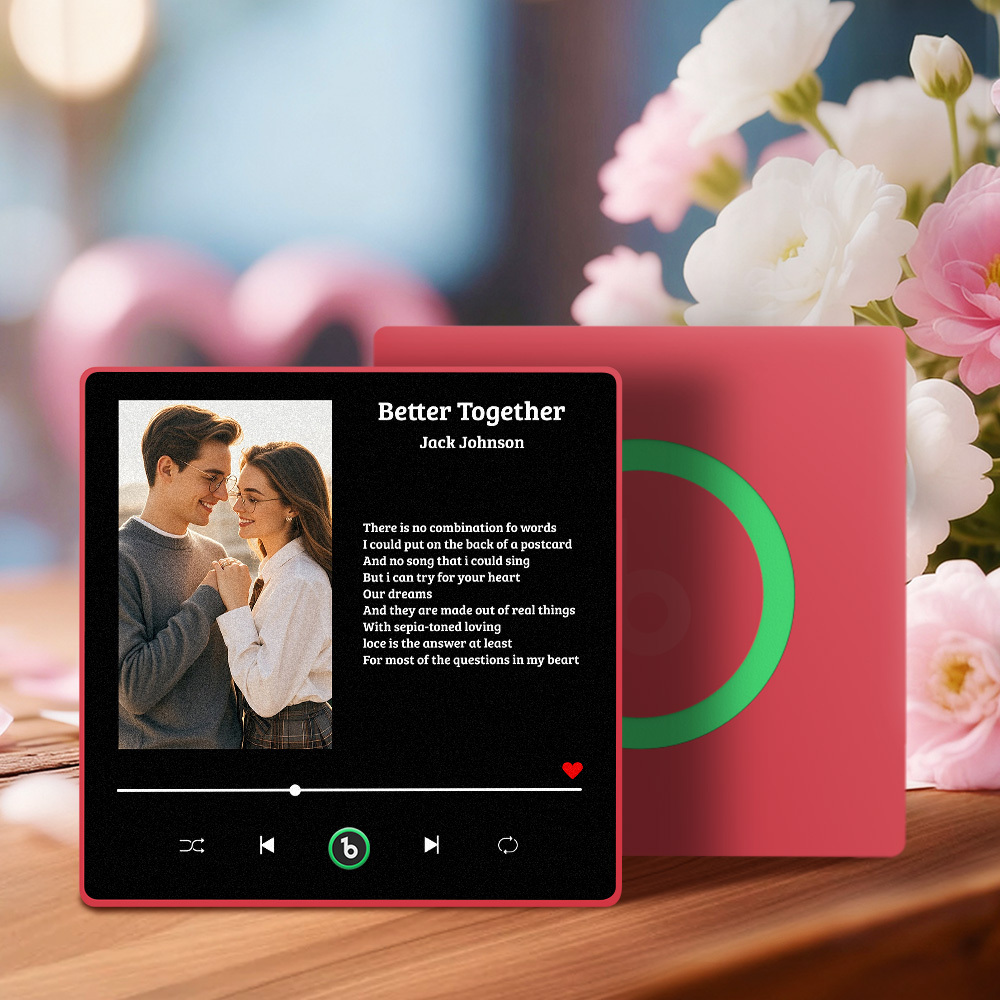 Aimant De Réfrigérateur Personnalisé Avec Paroles De Chanson, Photo De Couple Et Citation Musicale - Cadeau Interactif - Fridgebeatsfr