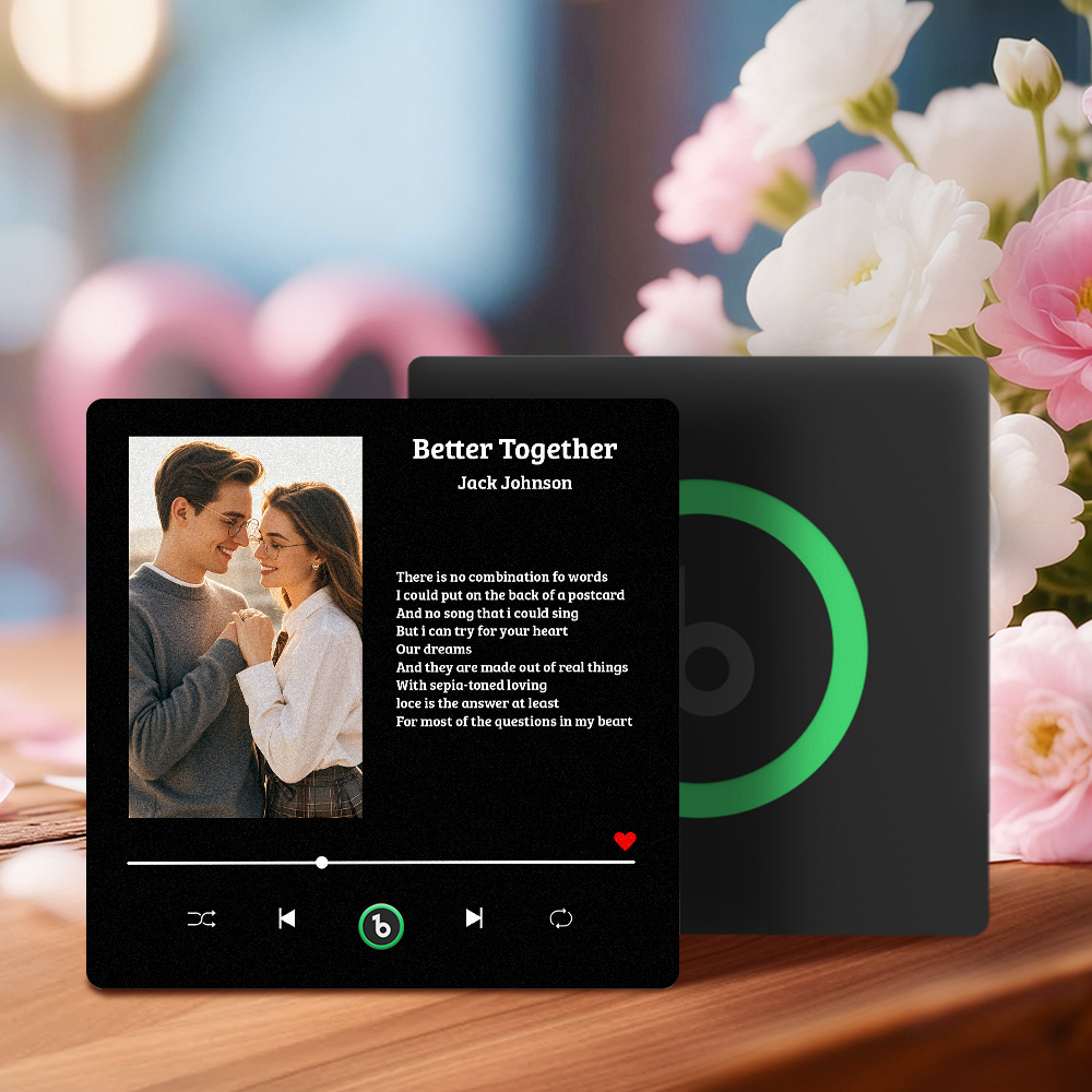 Aimant De Réfrigérateur Personnalisé Avec Paroles De Chanson, Photo De Couple Et Citation Musicale - Cadeau Interactif - Fridgebeatsfr