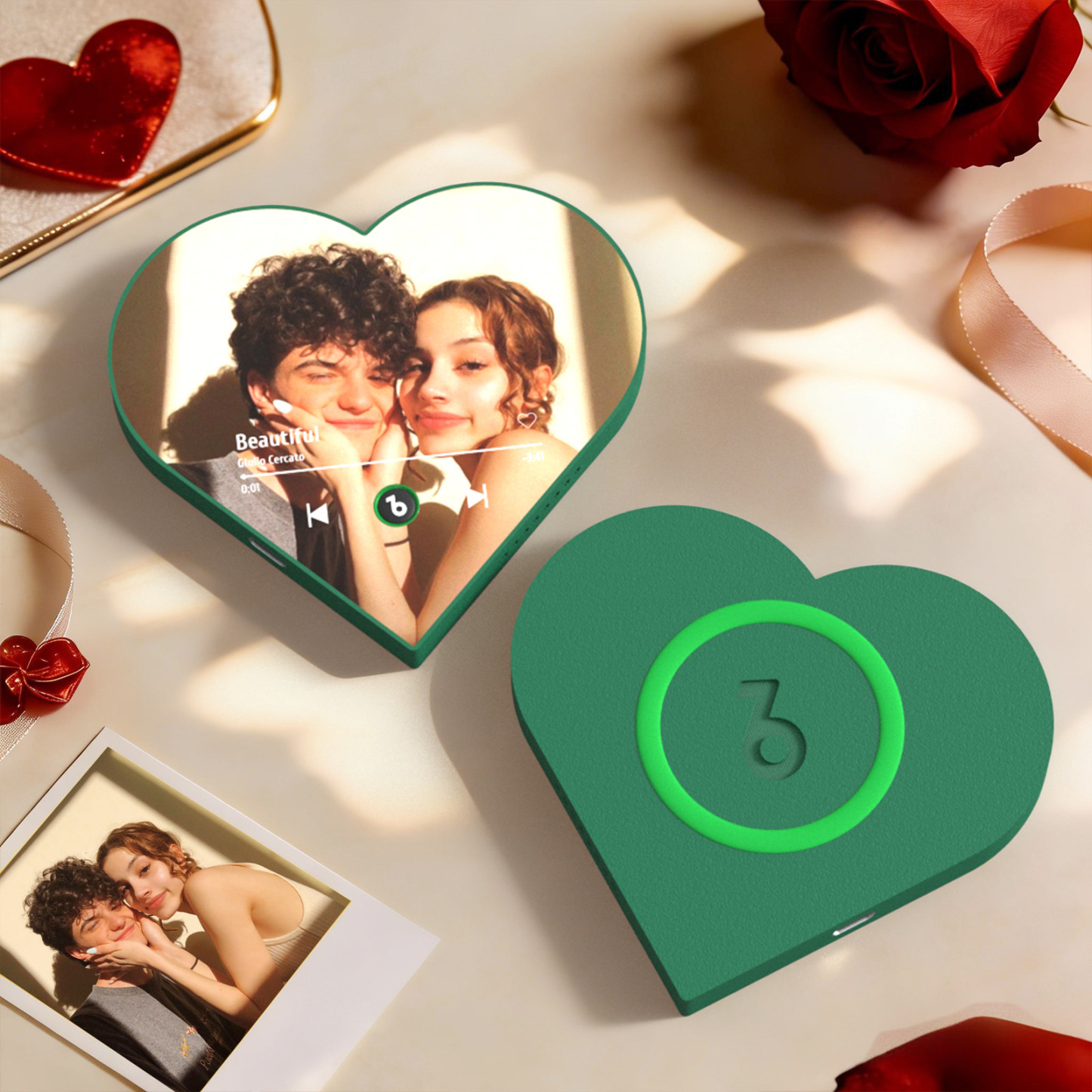 Aimant De Réfrigérateur Personnalisé En Forme De Cœur Avec Photo Et Musique - Cadeau Romantique Pour Les Couples - Cadeau De Saint-valentin - Fridgebeatsfr