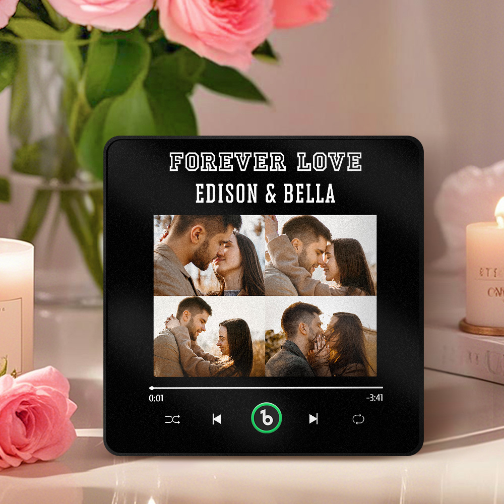 Aimant De Réfrigérateur Musical Personnalisé Avec 4 Photos - Cadeau Idéal Pour La Saint-valentin Ou Un Anniversaire. Idéal Pour Un Amoureux. - Fridgebeatsfr