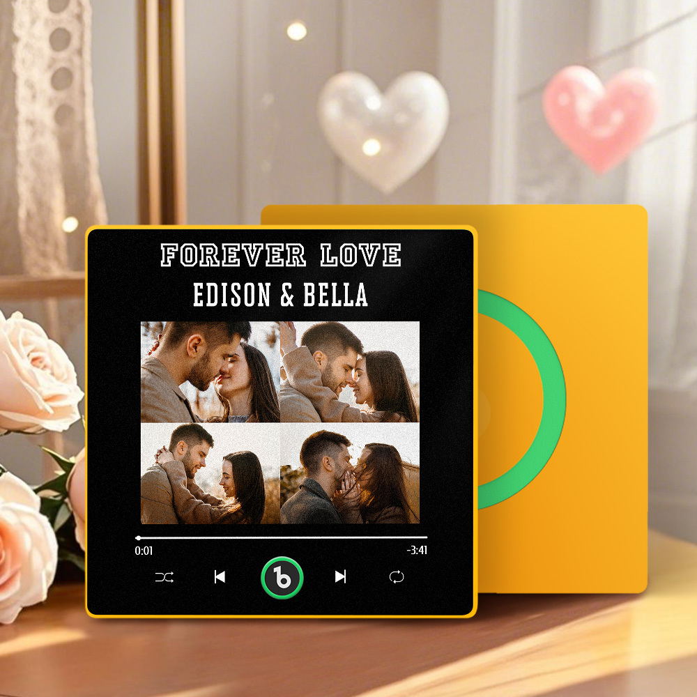 Aimant De Réfrigérateur Musical Personnalisé Avec 4 Photos - Cadeau Idéal Pour La Saint-valentin Ou Un Anniversaire. Idéal Pour Un Amoureux. - Fridgebeatsfr