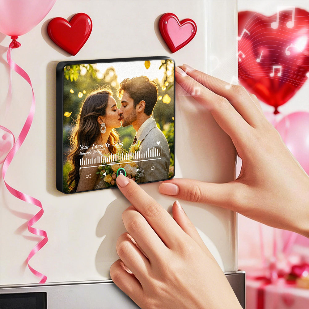 Aimant De Réfrigérateur Personnalisé Avec Musique Et Photo - Cadeau Idéal Pour La Saint-valentin
