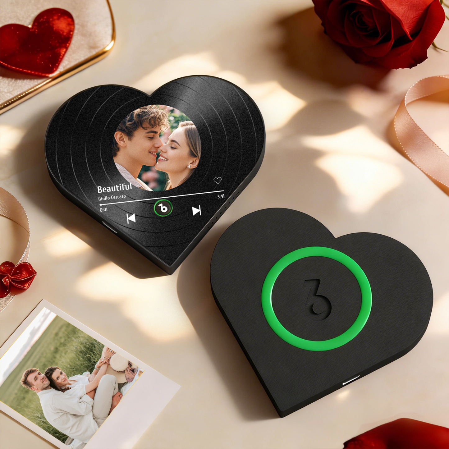 Aimant De Réfrigérateur Personnalisé En Forme De Cœur Avec Photo Et Musique - Cadeau Romantique Pour Les Couples - Cadeau De Saint-valentin - Fridgebeatsfr