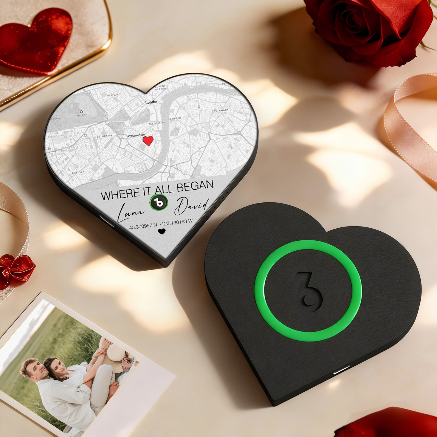 Aimant De Réfrigérateur Personnalisé En Forme De Cœur Avec Photo Et Musique - Cadeau Romantique Pour Les Couples - Cadeau De Saint-valentin - Fridgebeatsfr