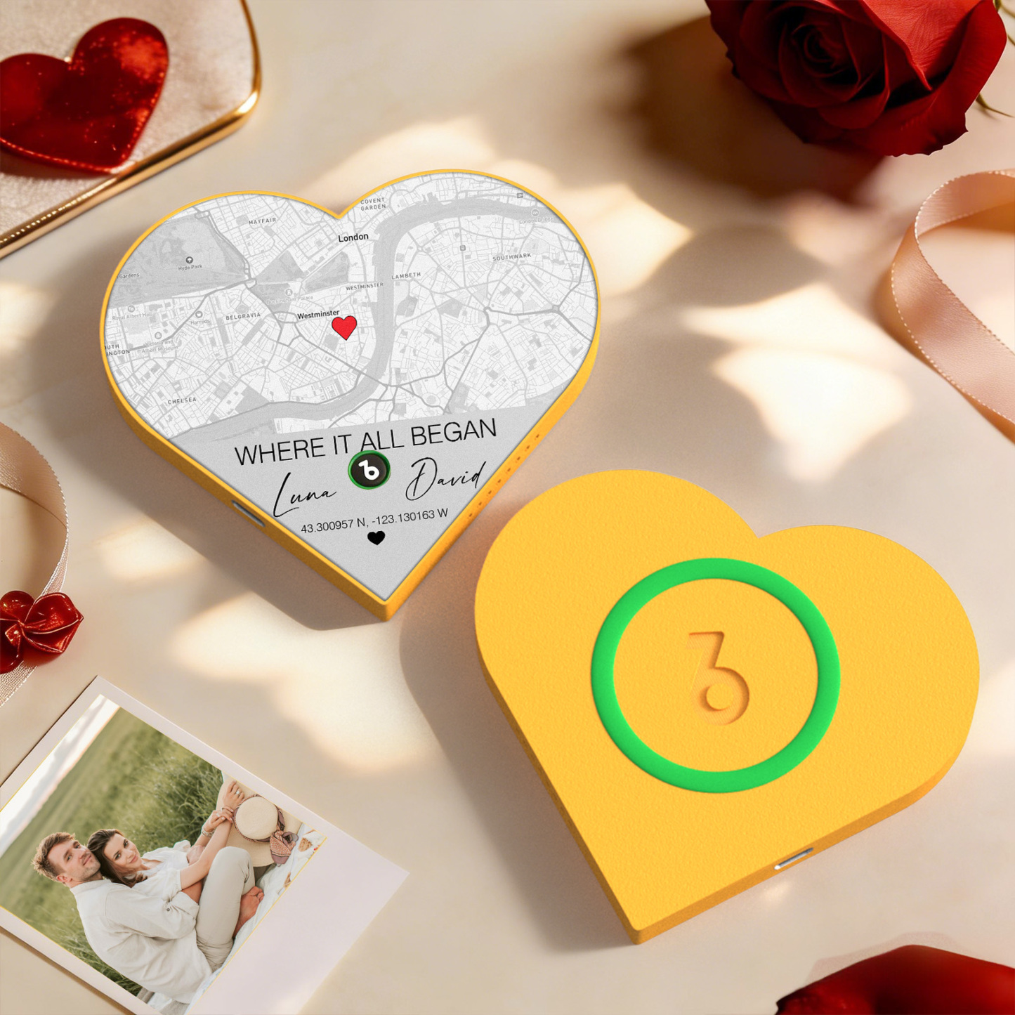 Aimant De Réfrigérateur Personnalisé En Forme De Cœur Avec Photo Et Musique - Cadeau Romantique Pour Les Couples - Cadeau De Saint-valentin - Fridgebeatsfr