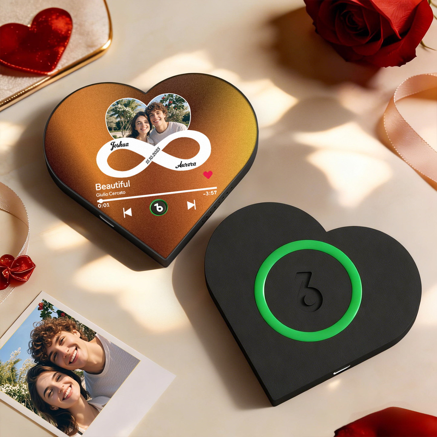 Aimant De Réfrigérateur Personnalisé En Forme De Cœur Avec Photo Et Musique - Cadeau Romantique Pour Les Couples - Cadeau De Saint-valentin - Fridgebeatsfr