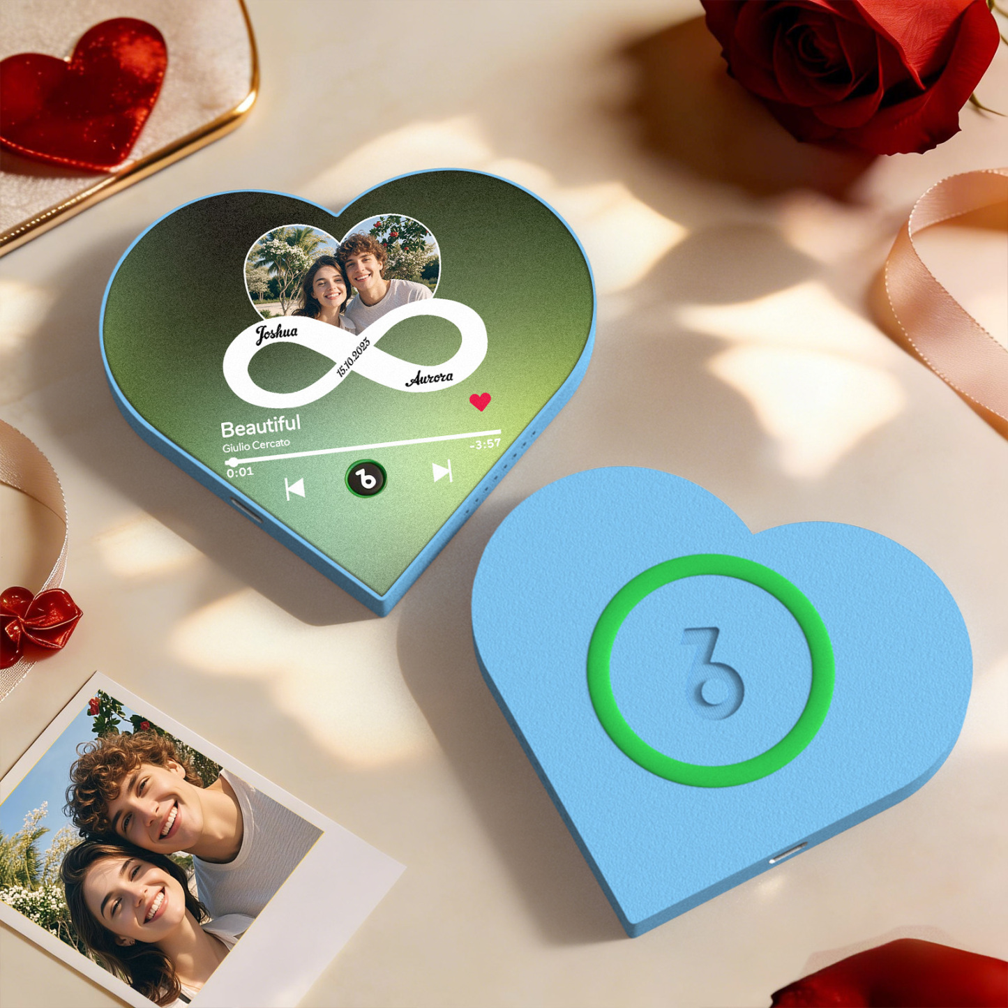 Aimant De Réfrigérateur Personnalisé En Forme De Cœur Avec Photo Et Musique - Cadeau Romantique Pour Les Couples - Cadeau De Saint-valentin - Fridgebeatsfr