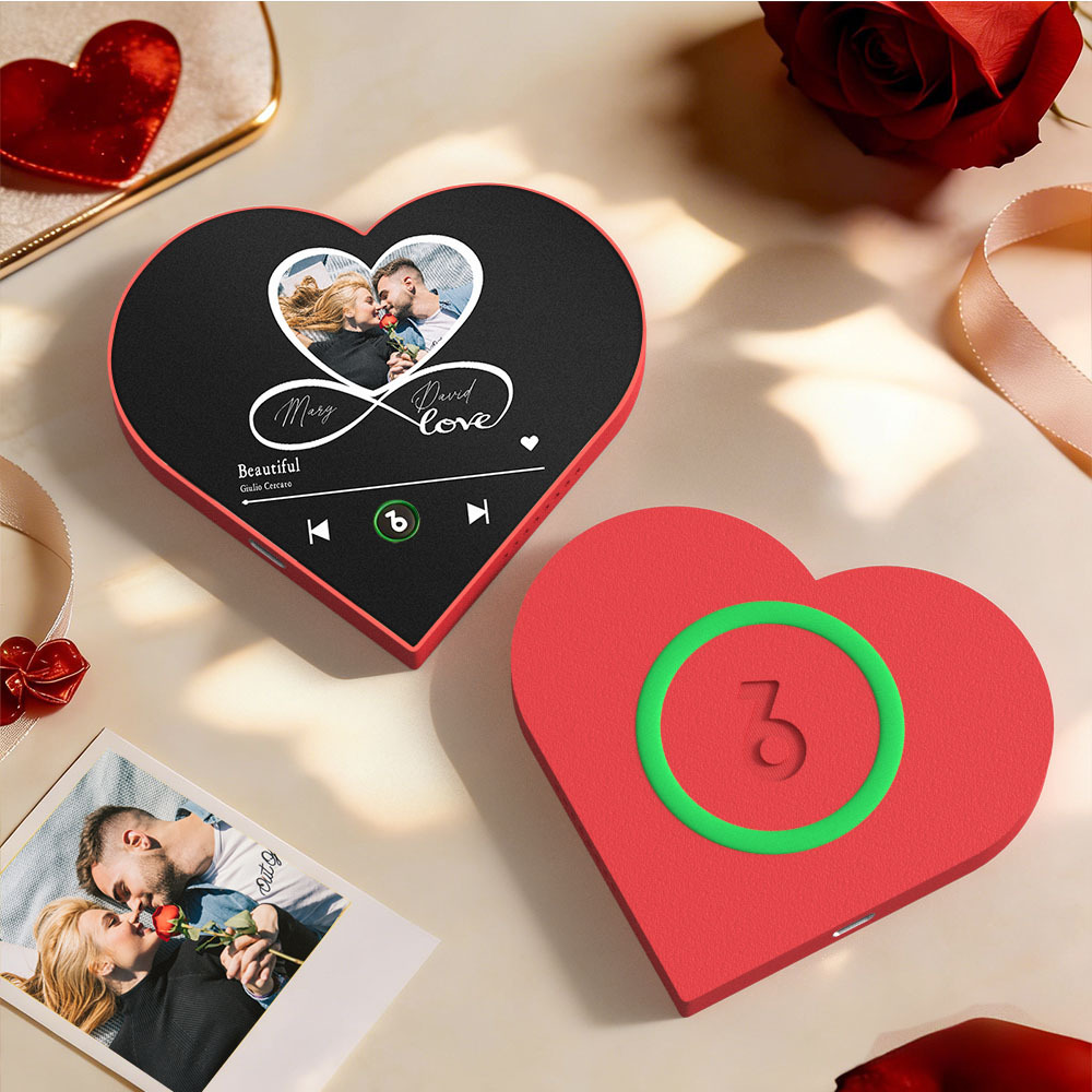 Aimant De Réfrigérateur Personnalisé En Forme De Cœur Avec Photo Et Musique - Cadeau Romantique Pour Les Couples - Cadeau De Saint-valentin - Fridgebeatsfr