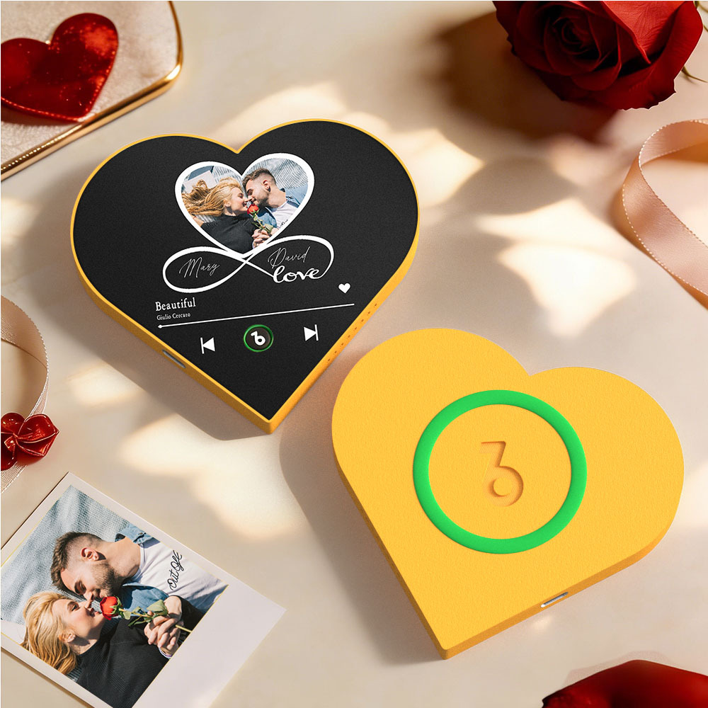 Aimant De Réfrigérateur Personnalisé En Forme De Cœur Avec Photo Et Musique - Cadeau Romantique Pour Les Couples - Cadeau De Saint-valentin - Fridgebeatsfr