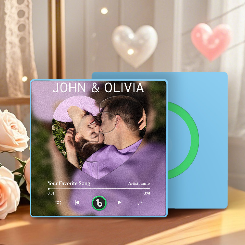 Aimant De Réfrigérateur Personnalisé Avec Musique, Chanson Et Photo : Cadeau Unique Pour Les Mélomanes, Souvenir Sonore Et Visuel. - Fridgebeatsfr