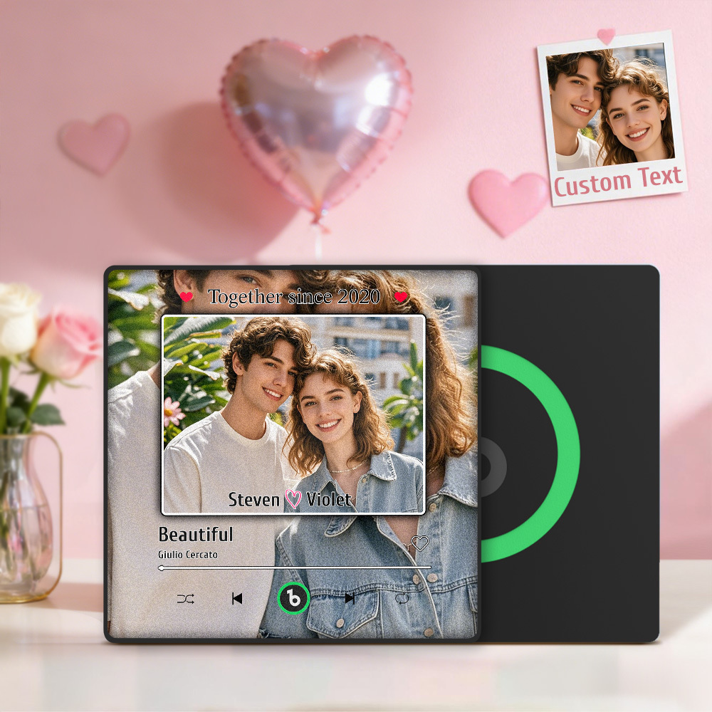 Aimant De Réfrigérateur Musical Personnalisé Avec Photo Et Chanson - Cadeau Idéal Pour La Saint-valentin Ou Un Anniversaire De Couple - Fridgebeatsfr