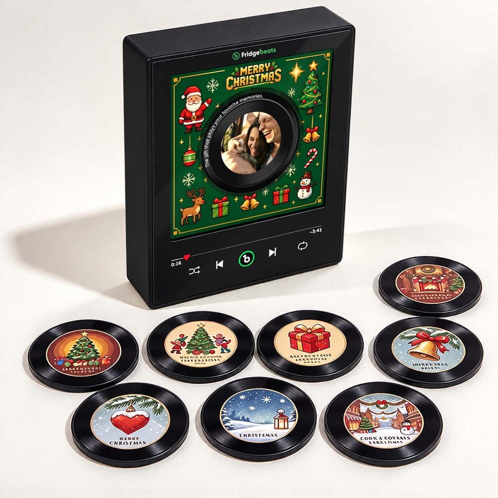 Mini Lecteur Vinyle De Noël Personnalisé Avec 9 Disques échangeables - Boîte à Musique De Vacances Vintage Et Cadeau De Noël Parfait Pour Les Amateurs De Musique - Fridgebeatsfr