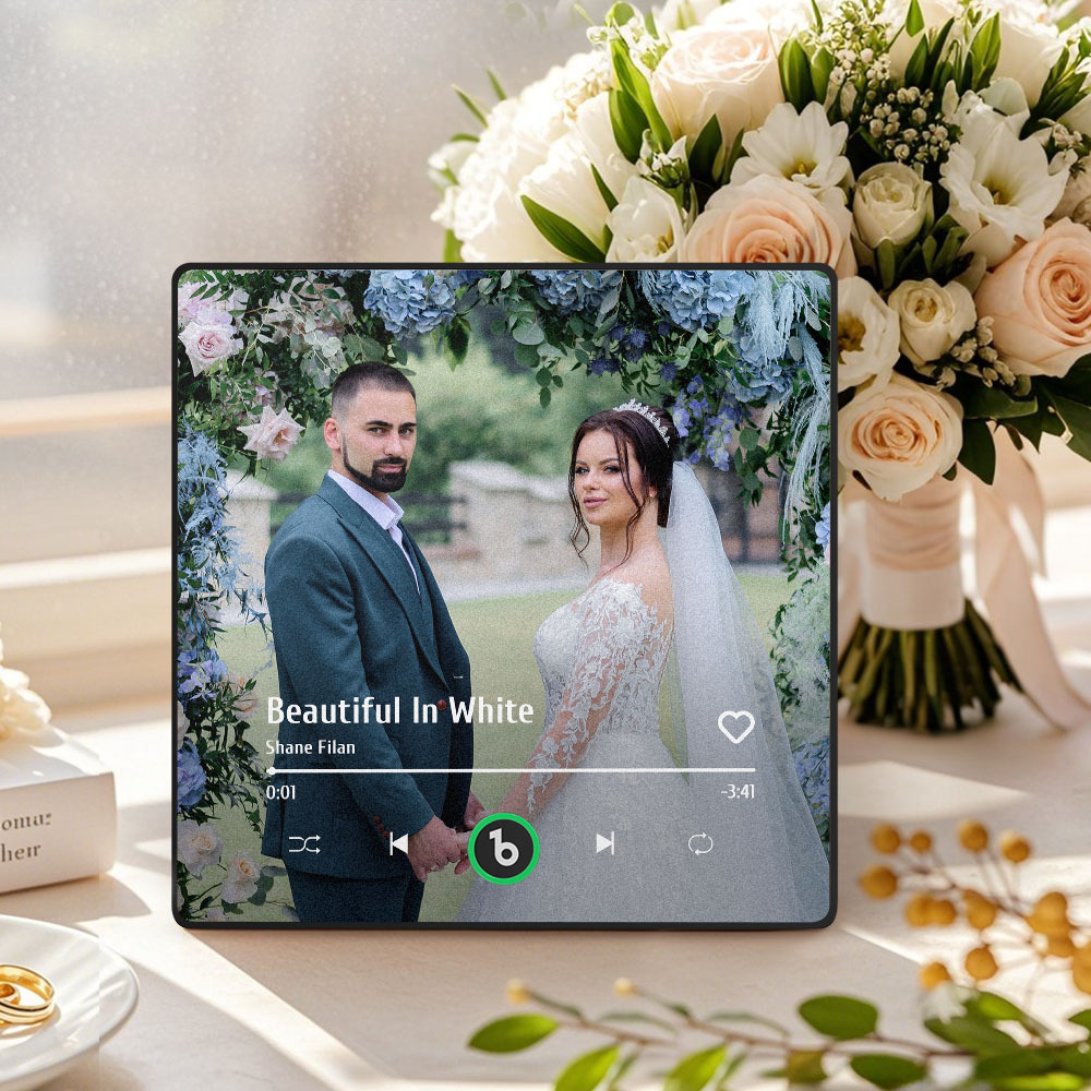 Aimant De Réfrigérateur Photo Musical Personnalisé Aimant De Réfrigérateur Photo Musical Personnalisé Qui Peut Jouer De La Musique Sans Téléphone Portable Prend En Charge La Connectivité Bluetooth Cadeau De Mariage Pour Elle