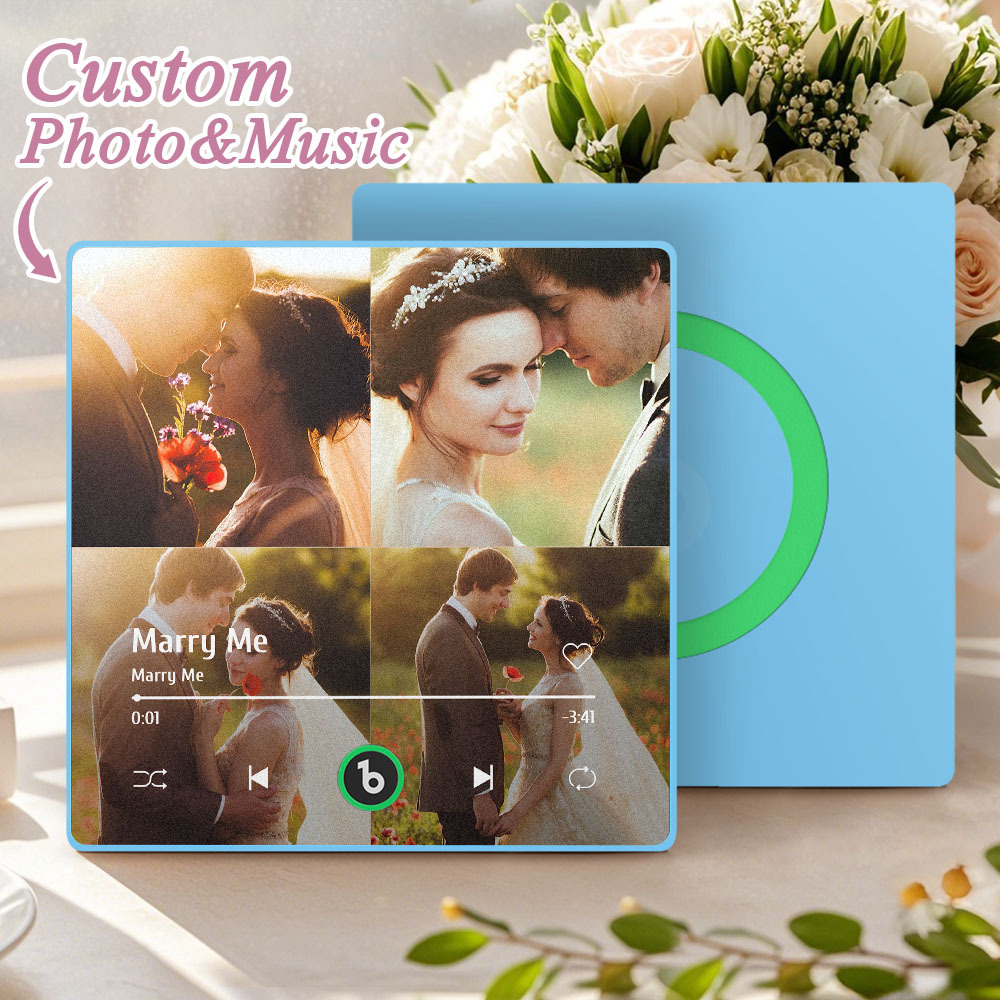 Aimant De Réfrigérateur Personnalisé Avec Plusieurs Photos Musicales. Aimant De Réfrigérateur Personnalisé Avec 4 Photos Musicales. Lecture De Musique Sans Téléphone Portable. Compatible Avec La Connectivité Bluetooth. Cadeaux De Mariage Pour Lui. - Fridgebeatsfr