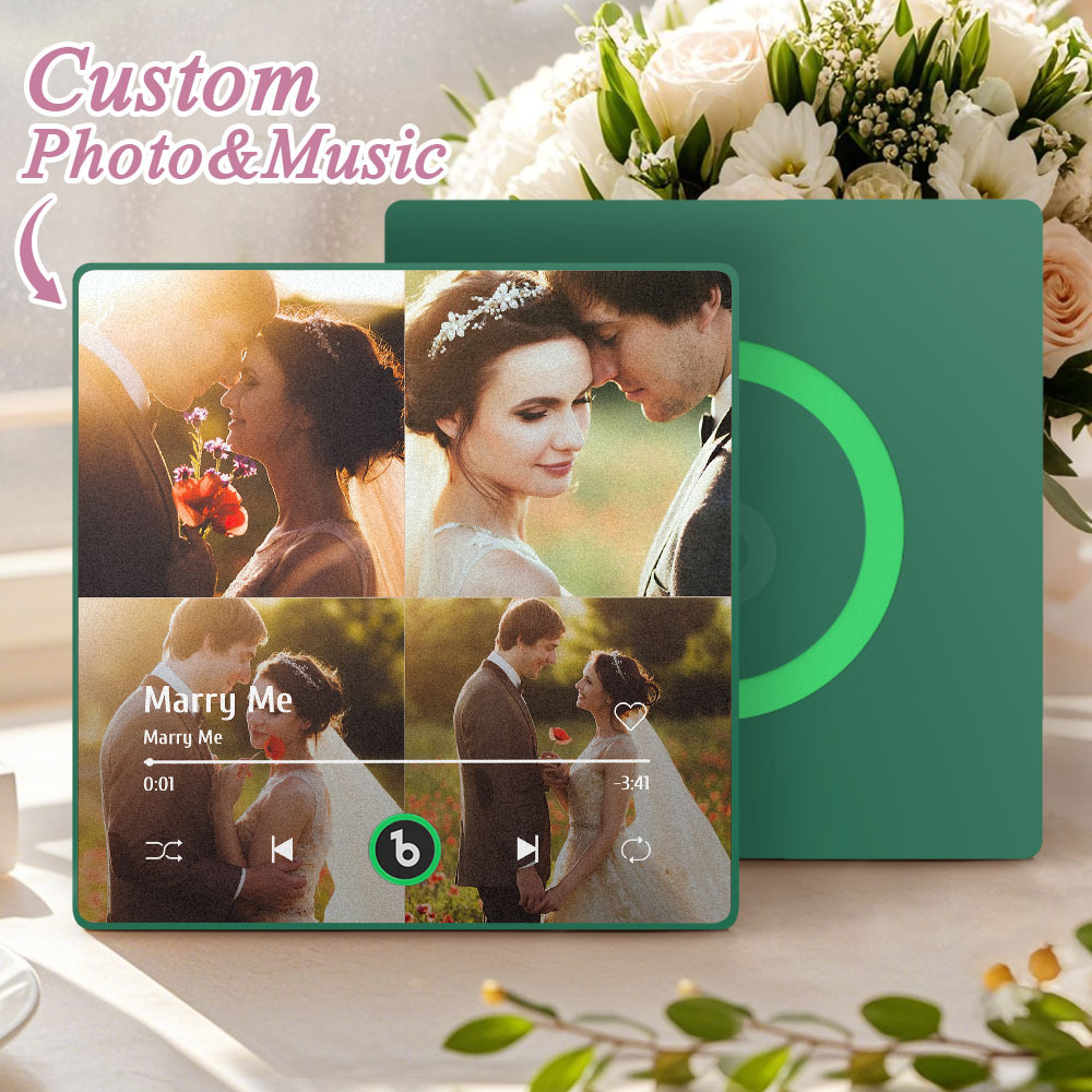 Aimant De Réfrigérateur Personnalisé Avec Plusieurs Photos Musicales. Aimant De Réfrigérateur Personnalisé Avec 4 Photos Musicales. Lecture De Musique Sans Téléphone Portable. Compatible Avec La Connectivité Bluetooth. Cadeaux De Mariage Pour Lui. - Fridgebeatsfr