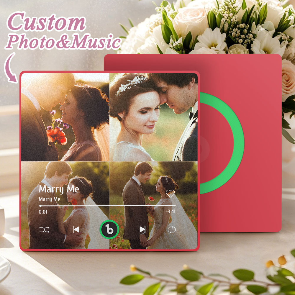 Aimant De Réfrigérateur Personnalisé Avec Plusieurs Photos Musicales. Aimant De Réfrigérateur Personnalisé Avec 4 Photos Musicales. Lecture De Musique Sans Téléphone Portable. Compatible Avec La Connectivité Bluetooth. Cadeaux De Mariage Pour Lui. - Fridgebeatsfr