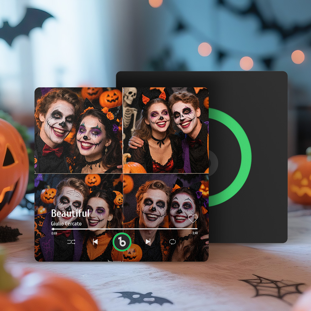 Aimant De Réfrigérateur Avec Plusieurs Photos De Musique Personnalisée Aimant De Réfrigérateur Personnalisé Avec 4 Photos Pouvant Jouer De La Musique Sans Téléphone Portable, Prend En Charge La Connectivité Bluetooth, Cadeaux D'halloween Pour Lui - Fridgebeatsfr