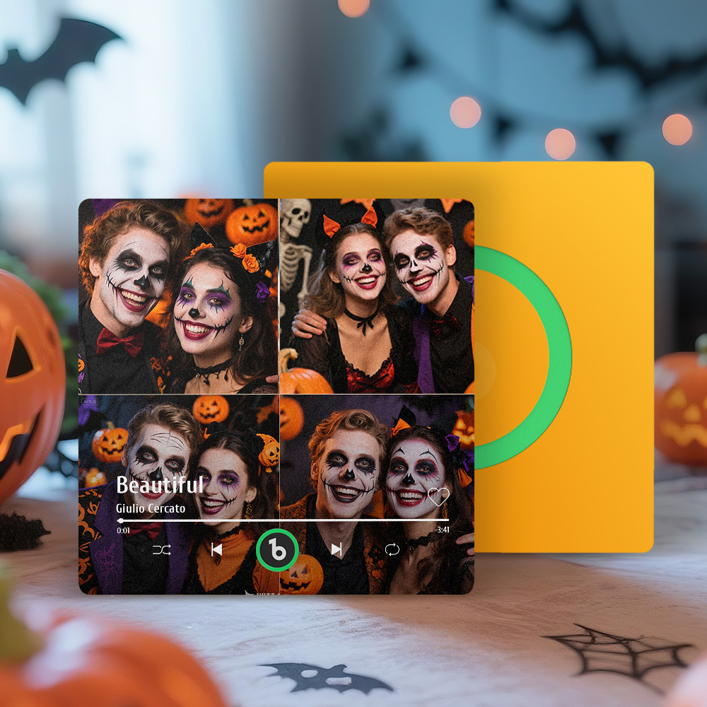 Aimant De Réfrigérateur Avec Plusieurs Photos De Musique Personnalisée Aimant De Réfrigérateur Personnalisé Avec 4 Photos Pouvant Jouer De La Musique Sans Téléphone Portable, Prend En Charge La Connectivité Bluetooth, Cadeaux D'halloween Pour Lui - Fridgebeatsfr