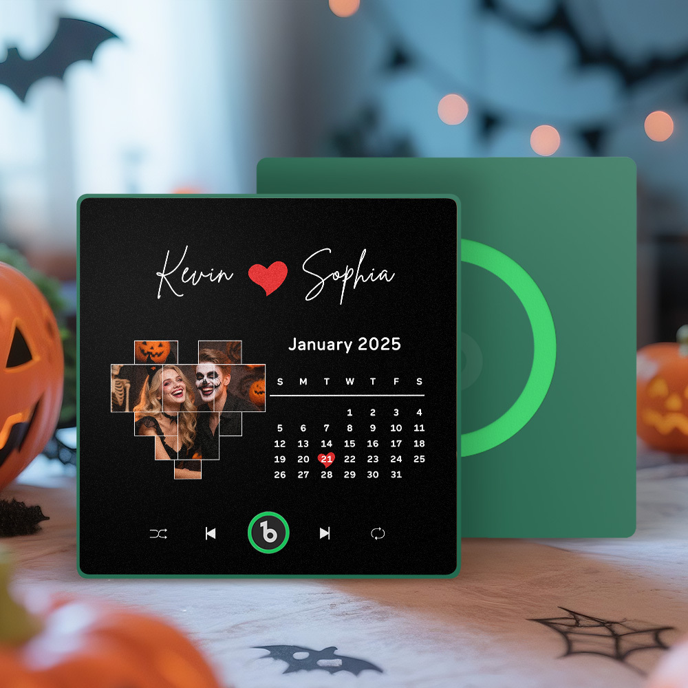 Aimants De Réfrigérateur Musicaux Personnalisés Avec Date, Cadeaux D'halloween Pour Amoureux - Fridgebeatsfr