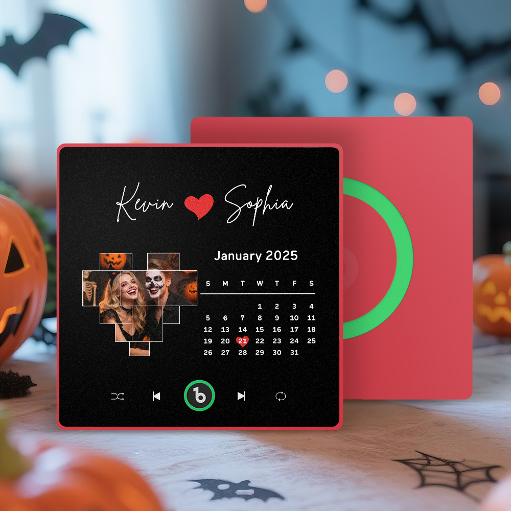 Aimants De Réfrigérateur Musicaux Personnalisés Avec Date, Cadeaux D'halloween Pour Amoureux - Fridgebeatsfr