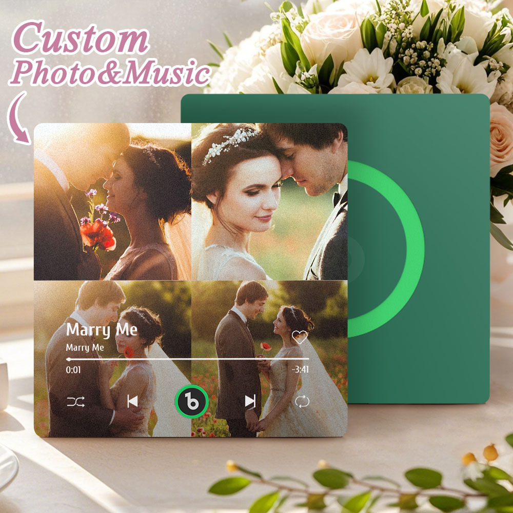 Aimant De Réfrigérateur Personnalisé Avec Plusieurs Photos Musicales. Aimant De Réfrigérateur Personnalisé Avec 4 Photos Musicales. Lecture De Musique Sans Téléphone Portable. Compatible Avec La Connectivité Bluetooth. Cadeaux De Mariage Pour Lui. - Fridgebeatsfr