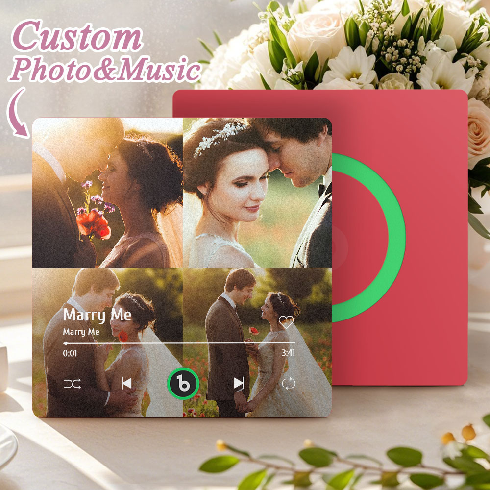 Aimant De Réfrigérateur Personnalisé Avec Plusieurs Photos Musicales. Aimant De Réfrigérateur Personnalisé Avec 4 Photos Musicales. Lecture De Musique Sans Téléphone Portable. Compatible Avec La Connectivité Bluetooth. Cadeaux De Mariage Pour Lui. - Fridgebeatsfr